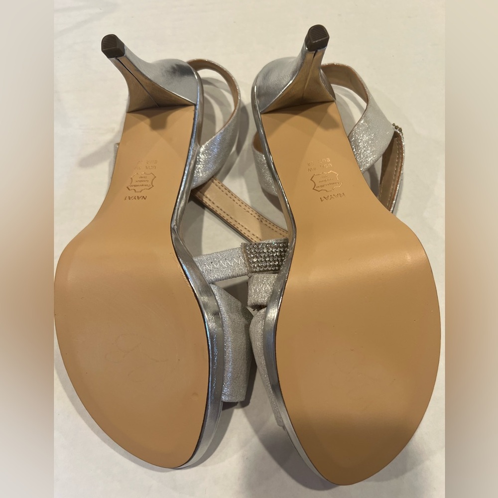 Naya Touch of Nina Woman’s Silver Heels Rhinestone/Crystal Embellished Strap - Picture 6 of 13